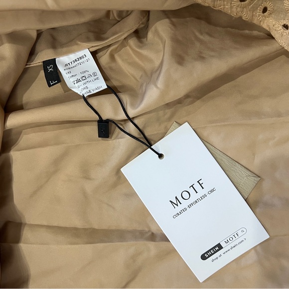 NWT MOTF Schiffy Eyelet Khaki Cotton Bishop Sleeve Button Down Midi Dress XS - Picture 8 of 9